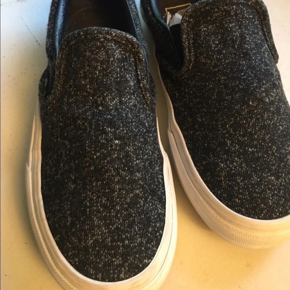 Vans dark gray slip-ons size 7 women’s, 5.5 men’s